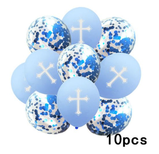 Balloon Easter Bless Cross Easter Balloons Party Easter Decoration Ballon Baptism Forked Holy Communion Favors Christen Decotion